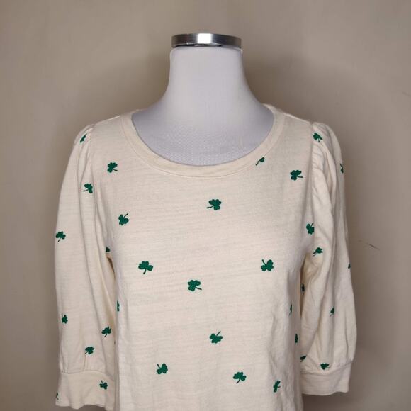 Ann Taylor LOFT Clover Leaf Top St. Patrick's Irish Cotton - Picture 2 of 9
